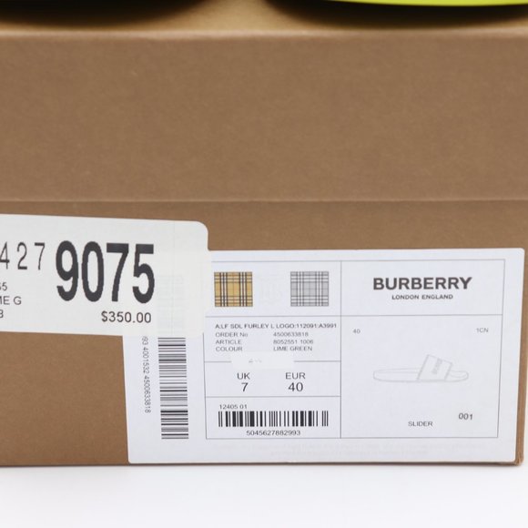 NIB Burberry Furley Logo Embossed Slides Sandals - Picture 8 of 8